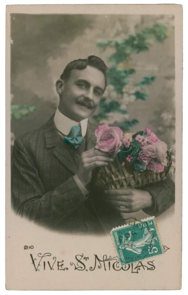 French Vive St. Nicolas Handsome Man Photo PostCard