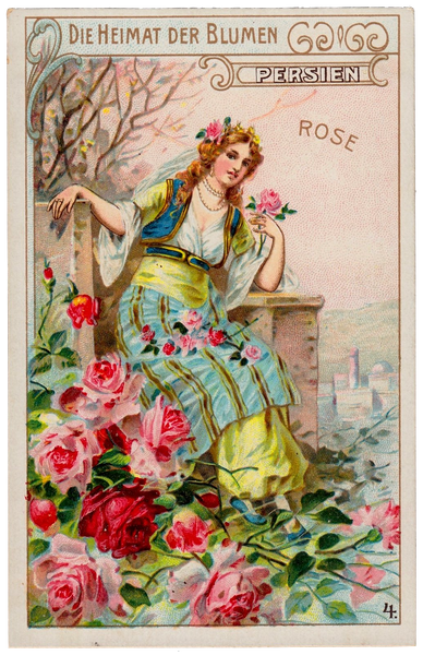 Gypsy Girl Rose Vintage German Card