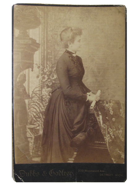Cabinet Card woman Side Holding Marriage Certificate