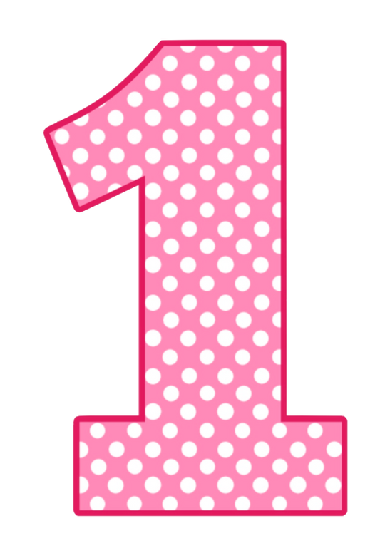 Number One - 1 - Pink Polkadot Baby Girl First Birthday