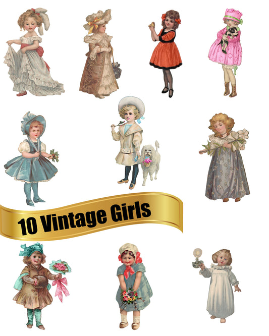 Vintage Little Girls Bundle - 10 girls images