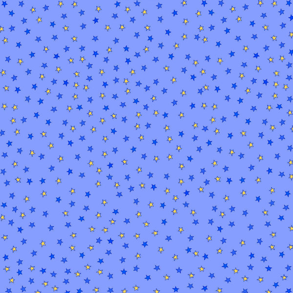 12X12 Tiny Blue Stars - Yellow &  Blue Stars on Blue Background