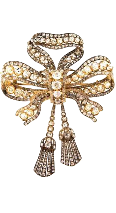 Stunning Antique Victorian Gold Diamond Bow Brooch Bling