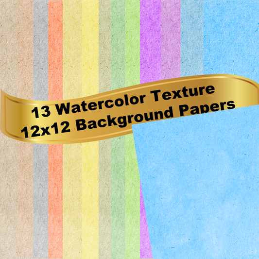 13 Watercolor Kraft Paper Textured  12X12 Background Bundle