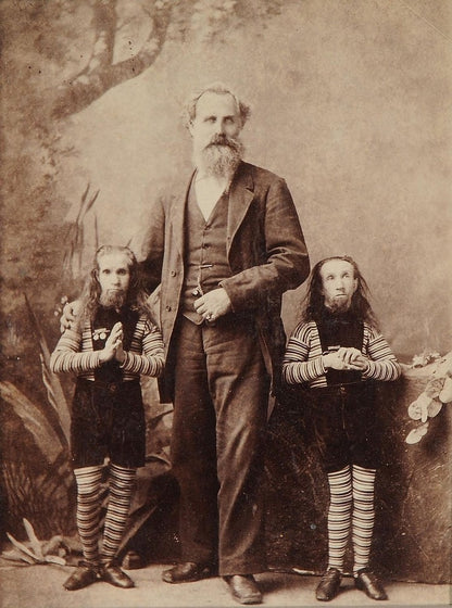 1880 Circus Family - The Wild Men of Borneo Antique Photo - 4 PHOTOS
