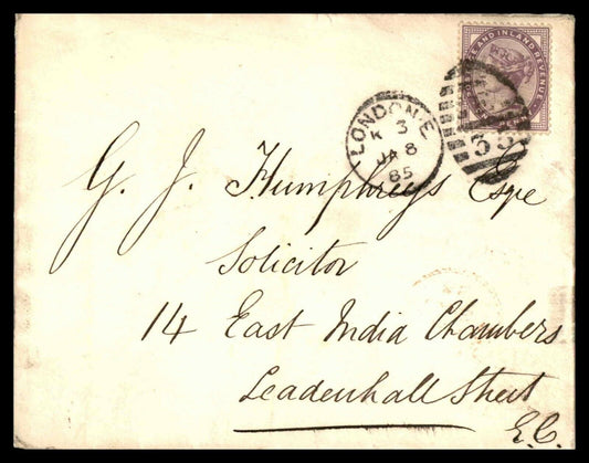 1885 london -beautifful handwritten antique envelope