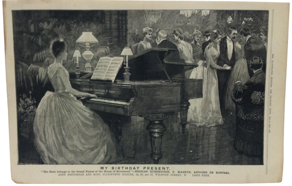 1890 My Birthday Present - Baby Grand Piano - Beautiful Social Party Scene