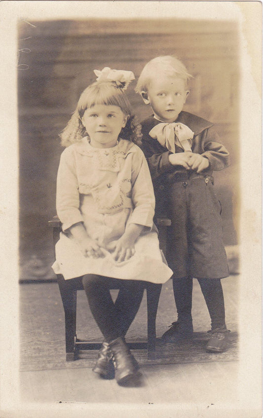 Antique Photo Victorian Children Brother & Sister