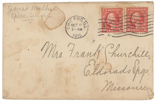 1915 Vintage Old Envelope with Handwring - Missouri - Postage