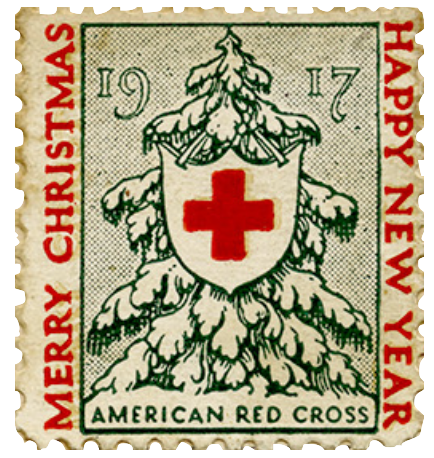 1917 Redcross Christmas Stamp - Vintage postage ephemera