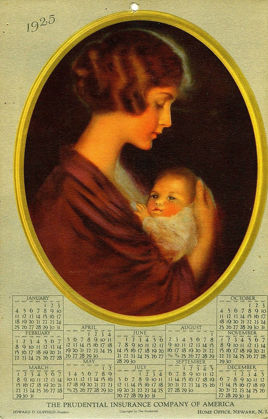 1925 Mother & Child Vintage Calendar Ephemera