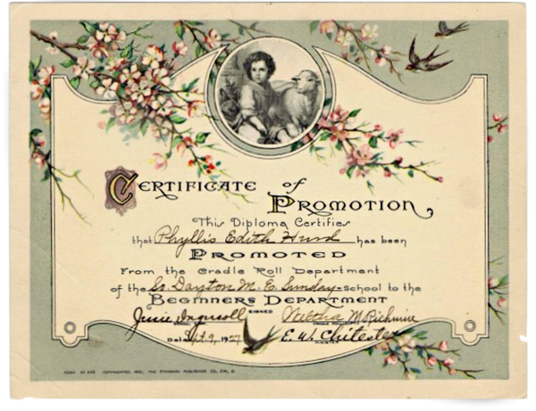 Sunday School Promotion Certificate