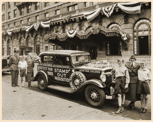 1932 Prohibition Antiq Vintage Photo Stamp Out Prohibition in front of the New York Plaza Hotel