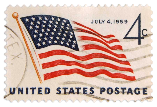 1959 July 4th USA Postage Stamp - Vintage Ephemera