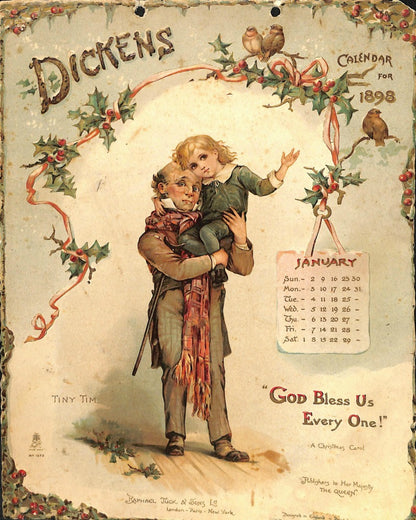 1898 Dickens Calendar 12 Beautiful Prints Ephemera