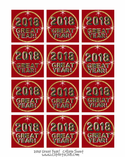 2018 Great Year Collage Sheet Gold & Red