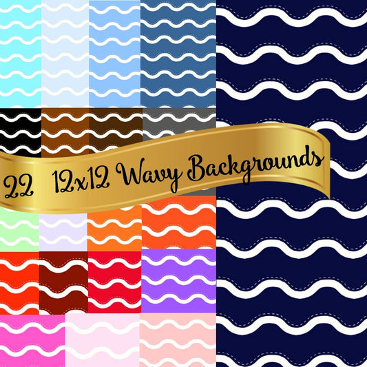 22 White Wavy 12x12 Backgrounds Bundle