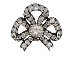 Beautiful Antique Art Deco Silver Diamond Bow Brooch Bling