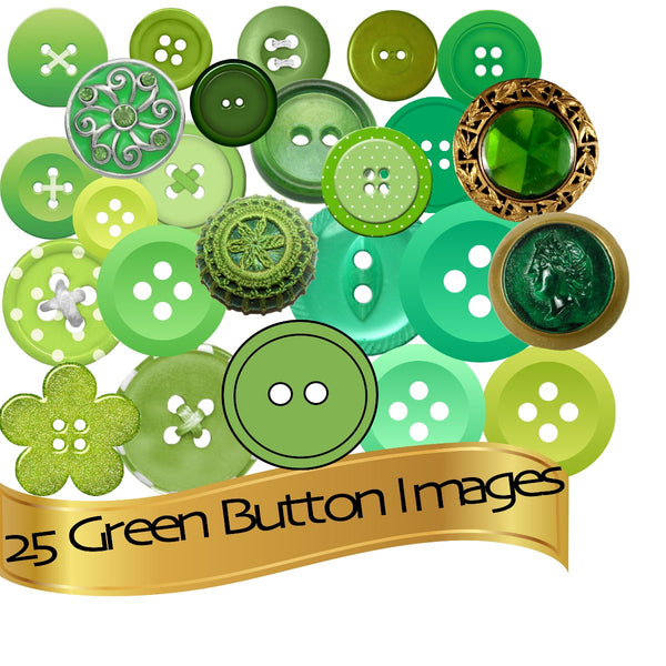 25 Green Button Images - BUTTON BUNDLE!