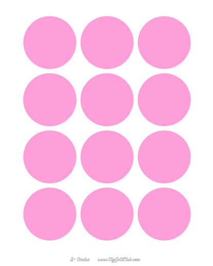 11 Shades of Pink DIY Collage Sheets Blank 2" Circle Backgrounds Bundle 11 Sheets