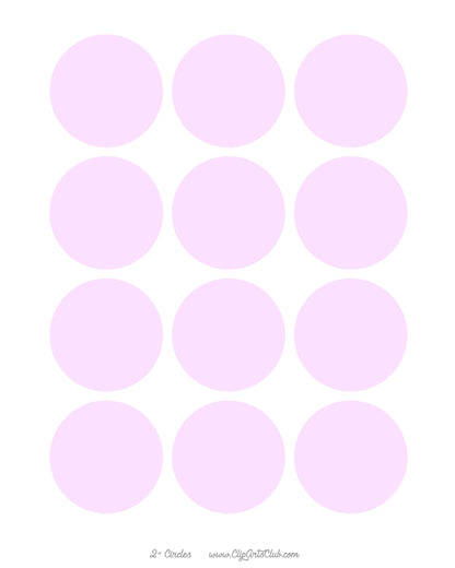 11 Shades of Pink DIY Collage Sheets Blank 2" Circle Backgrounds Bundle 11 Sheets