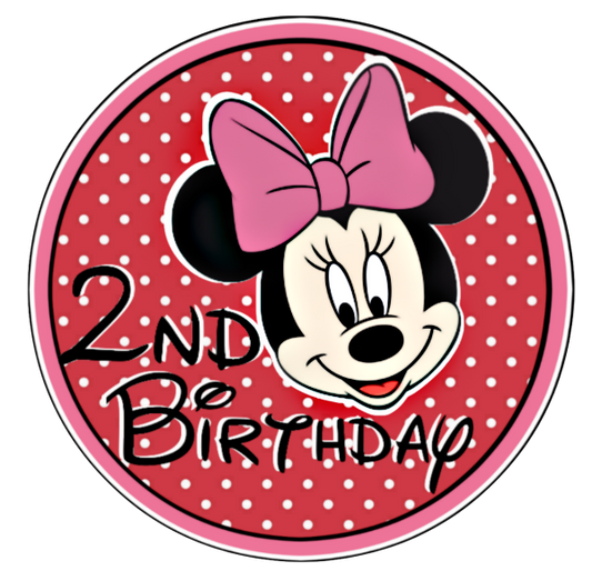 Minnie Mouse 2nd Birthday milestone Tag - Circle 1st Birthday Tag Label Party Decoration