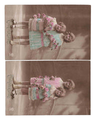 "Sisters" Two adorable Sisters holding roses Set