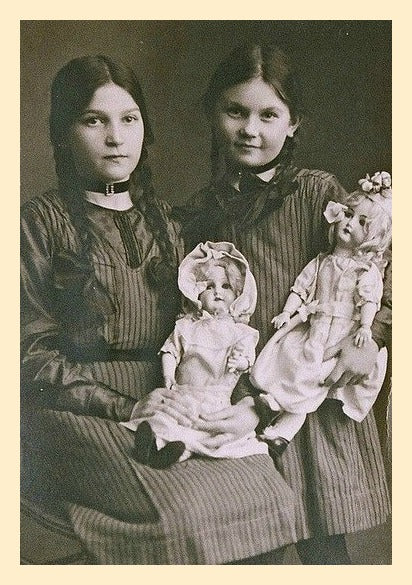Antique Photo Girls & Dolls #3 Sisters