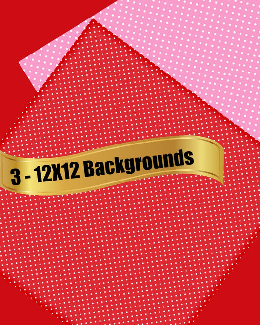 Three Backgrounds 12X12 Red Perfection - Red & Pink with White Polkadots