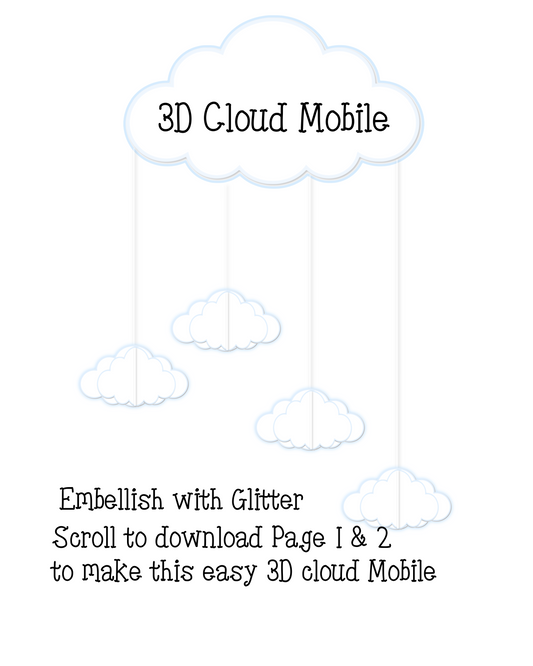3D Cloud Mobile Printable Craft Kit - TWO Pages - Easy & Beautiful Kids love making these