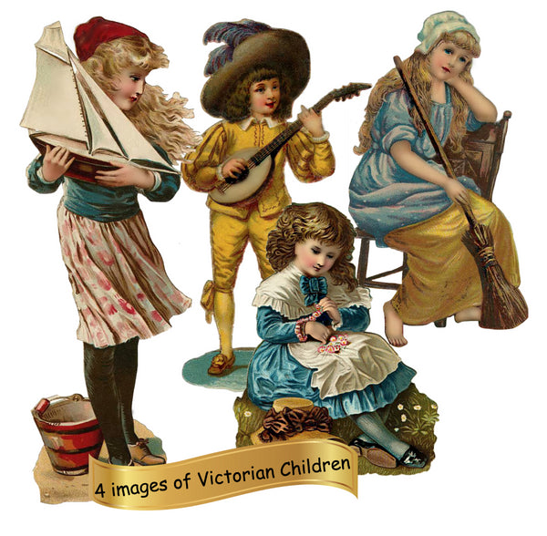 4 images of Vintage Victorian Children