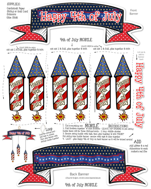 Happy 4TH of July - Make a Mobile Craft Printable