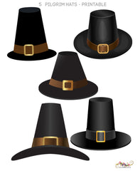 5 Pilgrim Hats Printable