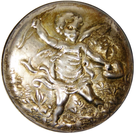 Antique Metal Button #4 Cupid - Angel Gold