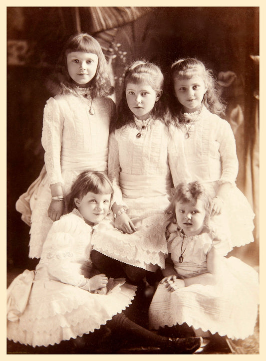 Five Beautiful Sisters 1800's Vintage Photo