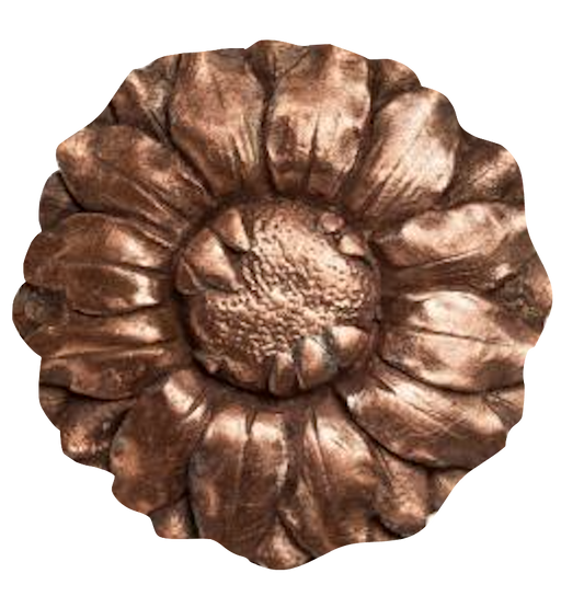 Antique Metal Button #5 Copper Flower