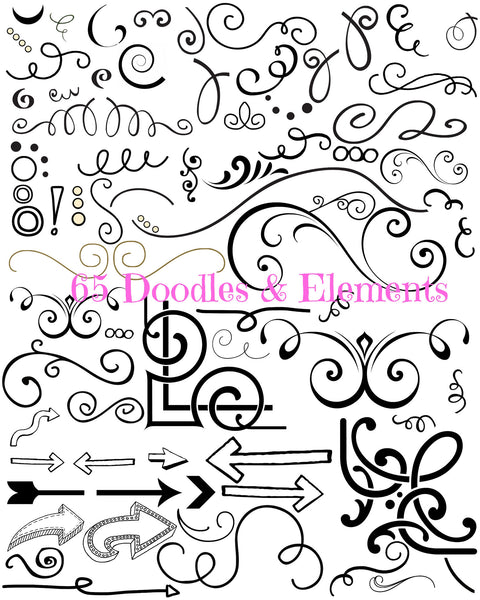 Design Doodles - Elements - Ornaments - Flourishes- Swirleys & Scribbles