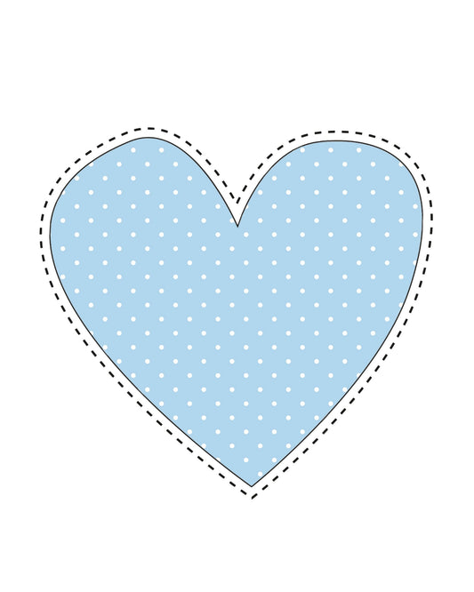 8X10 Blue Polkadot Heart Print