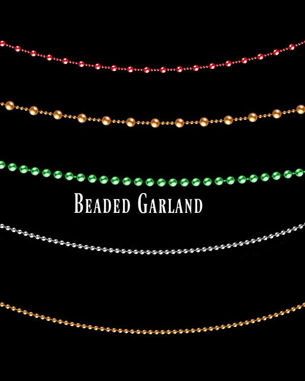 Beaded Garland Set -  Copper - Gold - Silver - Red & Green - Bead Elements