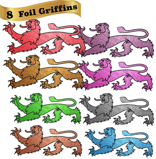8 Shiny Foil Griffins in various colors - 8 separate images