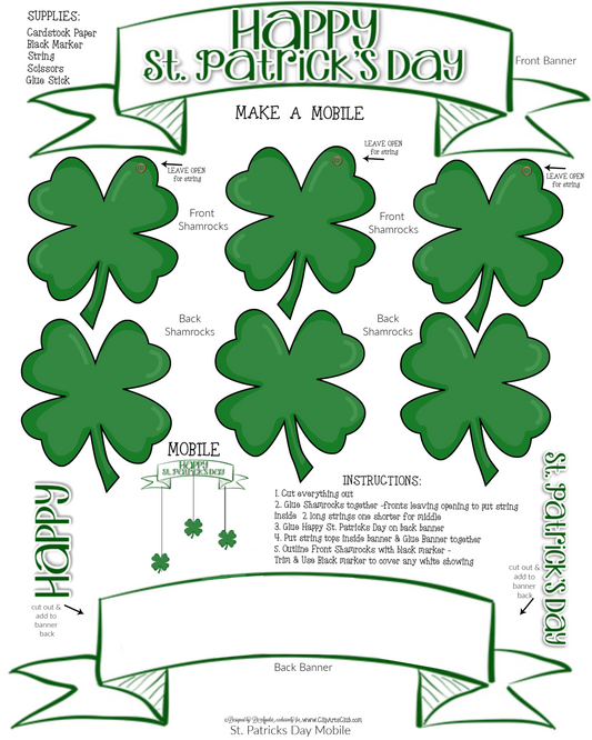 Make A St. Patricks Day Shamrock Mobile - Printable Craft