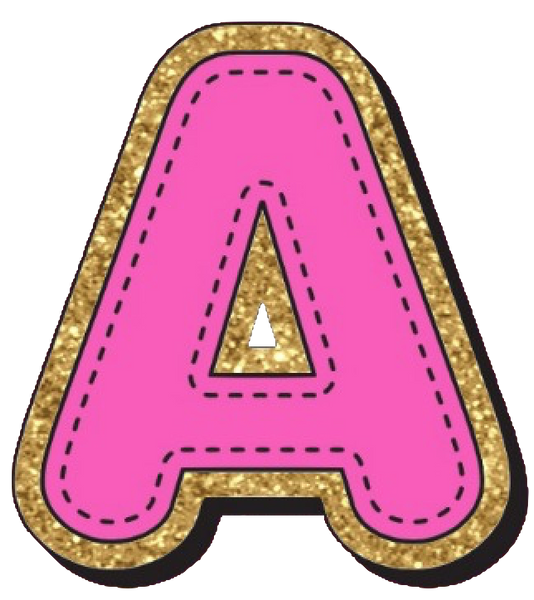 Bright Pink Alphabet trimmed in glittery gold Very Girly!