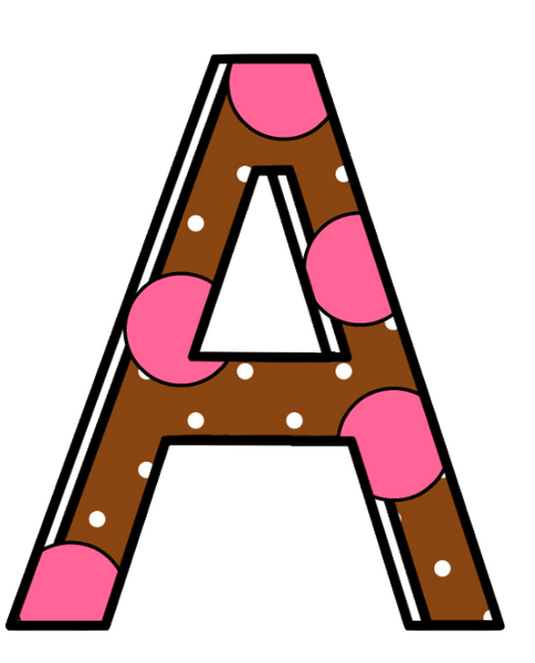 Alphabet Funky Brown & Pink Polkadots All CAPS 26 Letters