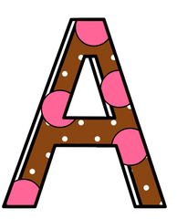 Alphabet Funky Brown & Pink Polkadots All CAPS 26 Letters