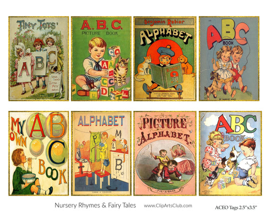 ABC Vintage Alphabet Printable Collage Sheet ATC CEO Cards