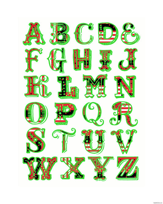 Alphabet Print 8x10 - Green - Ready to Frame