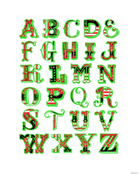 Alphabet Print 8x10 - Green - Ready to Frame