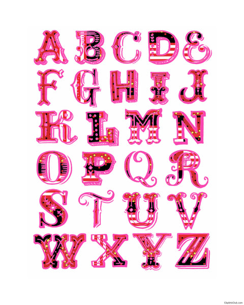 Alphabet Print 8x10 - Bright Pink & Black - Ready to Frame