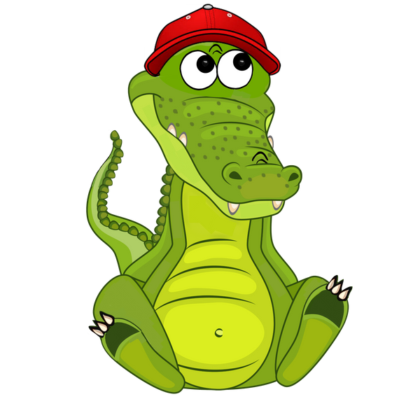 Baby Alligator Sitting - Red Cap