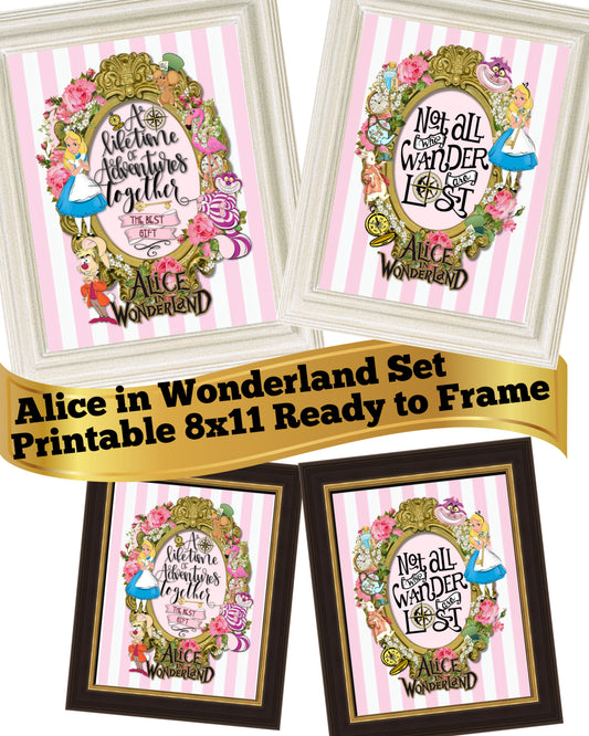 Alice in Wonderland Matching set of Prints (SAMPLE Framed not to download)